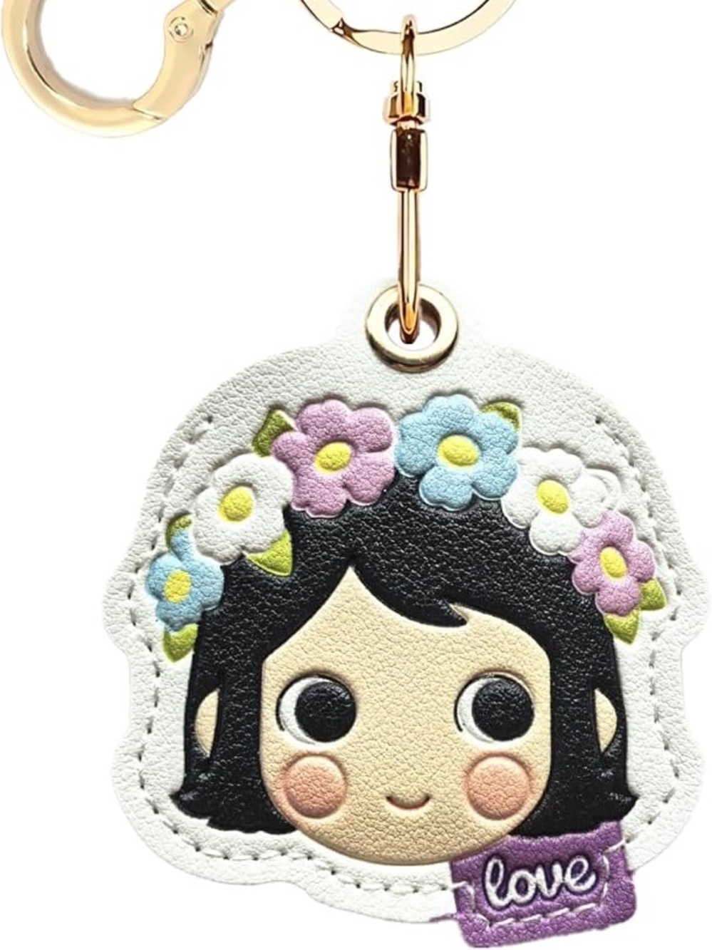 NEW Gugu Tribe leather AirTag holder / keychain cute girl design